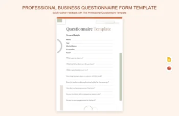 Professional Business Questionnaire Form Template product preview thumbnail