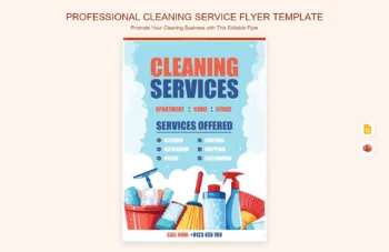 Professional Cleaning Service Flyer Template product preview thumbnail
