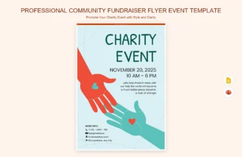 Professional Community Fundraiser Flyer Event Template product preview thumbnail