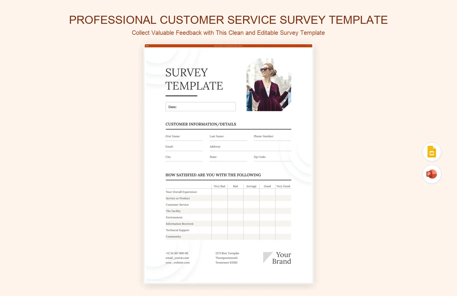 Sample Word Service File Professional Customer Service Survey Template