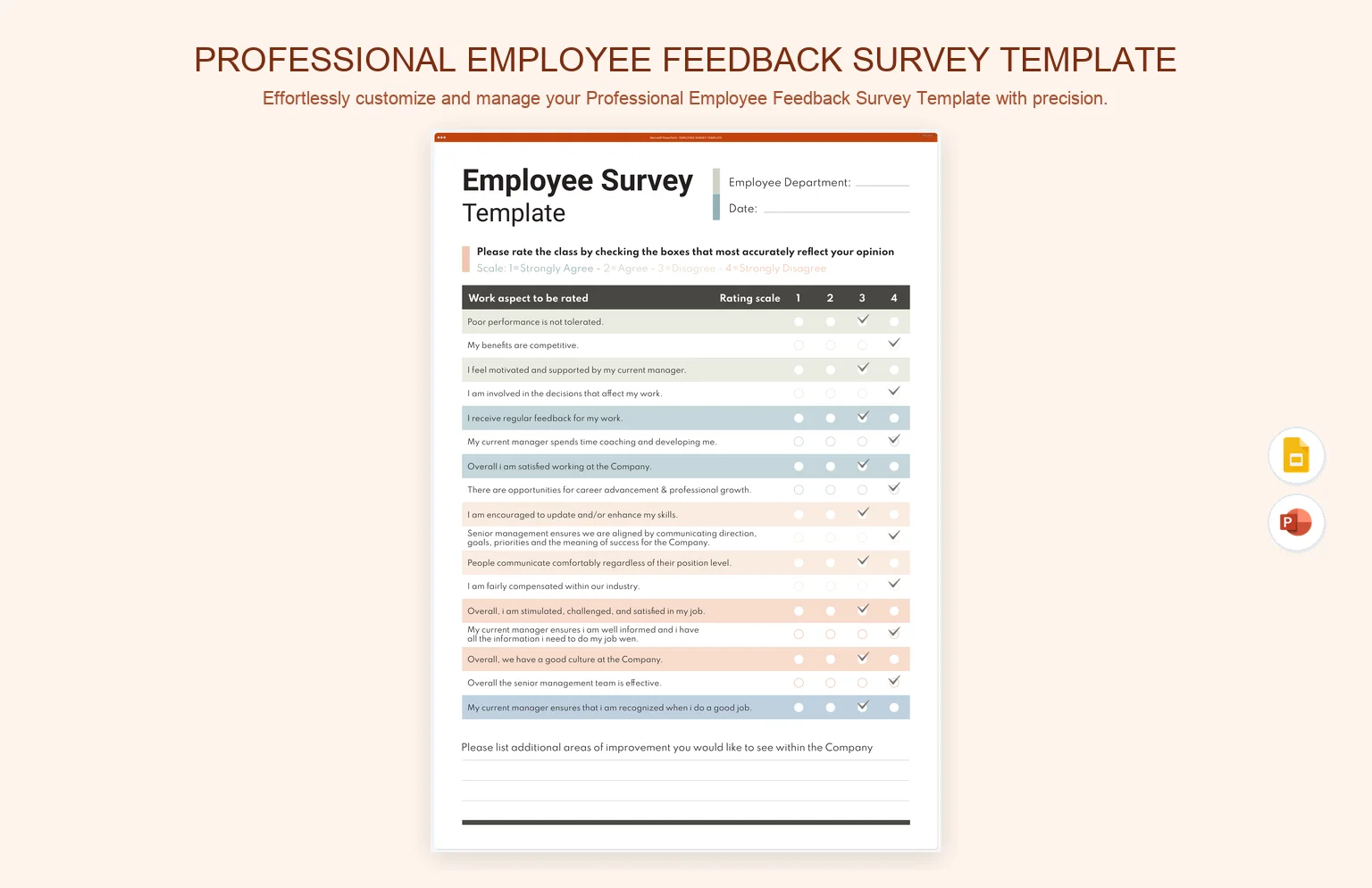 Professional Employee Feedback Survey Template product preview thumbnail