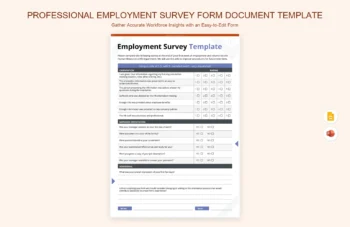 Professional Employment Survey Form Document Template product preview thumbnail