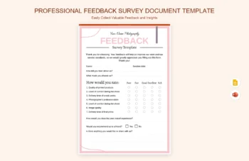 Professional Feedback Survey Document Template product preview thumbnail