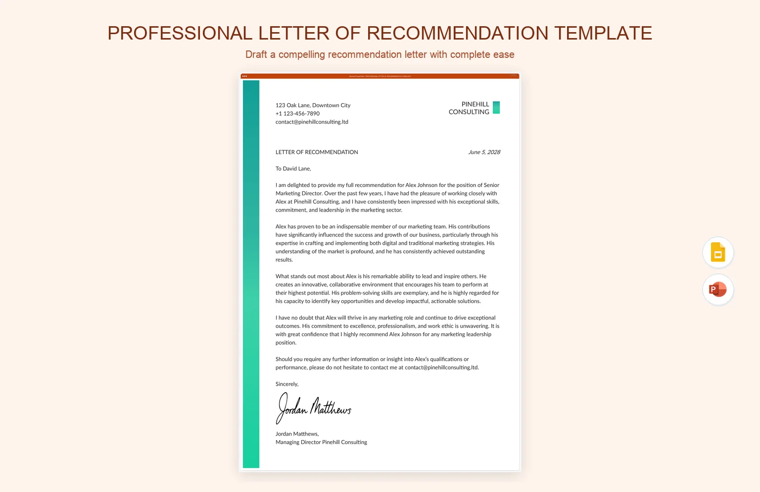 Professional Letter Of Recommendation Template product preview thumbnail