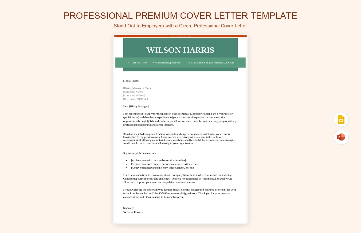 Professional Premium Cover Letter Template product preview thumbnail