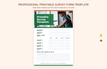 Professional Printable Survey Form Template product preview thumbnail