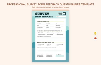 Professional Survey Form Feedback Questionnaire Template product preview thumbnail