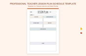 Professional Teacher Lesson Plan Schedule Template product preview thumbnail