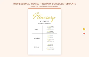 Professional Travel Itinerary Schedule Template product preview thumbnail