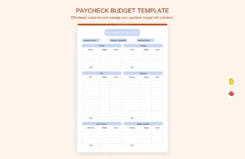 Paycheck Budget Template product preview thumbnail
