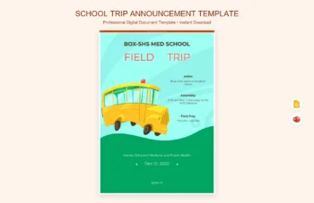 School Trip Announcement Template product preview thumbnail