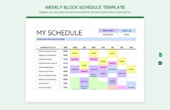Weekly Block Schedule Template product preview thumbnail
