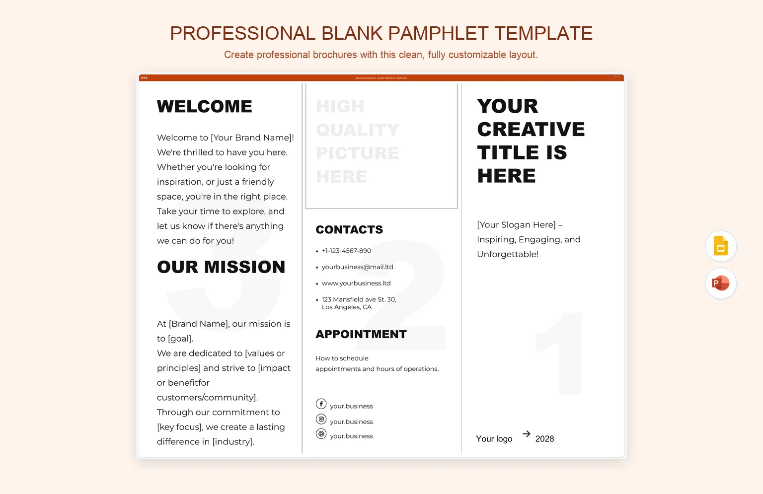 Professional Blank Pamphlet Template product preview thumbnail