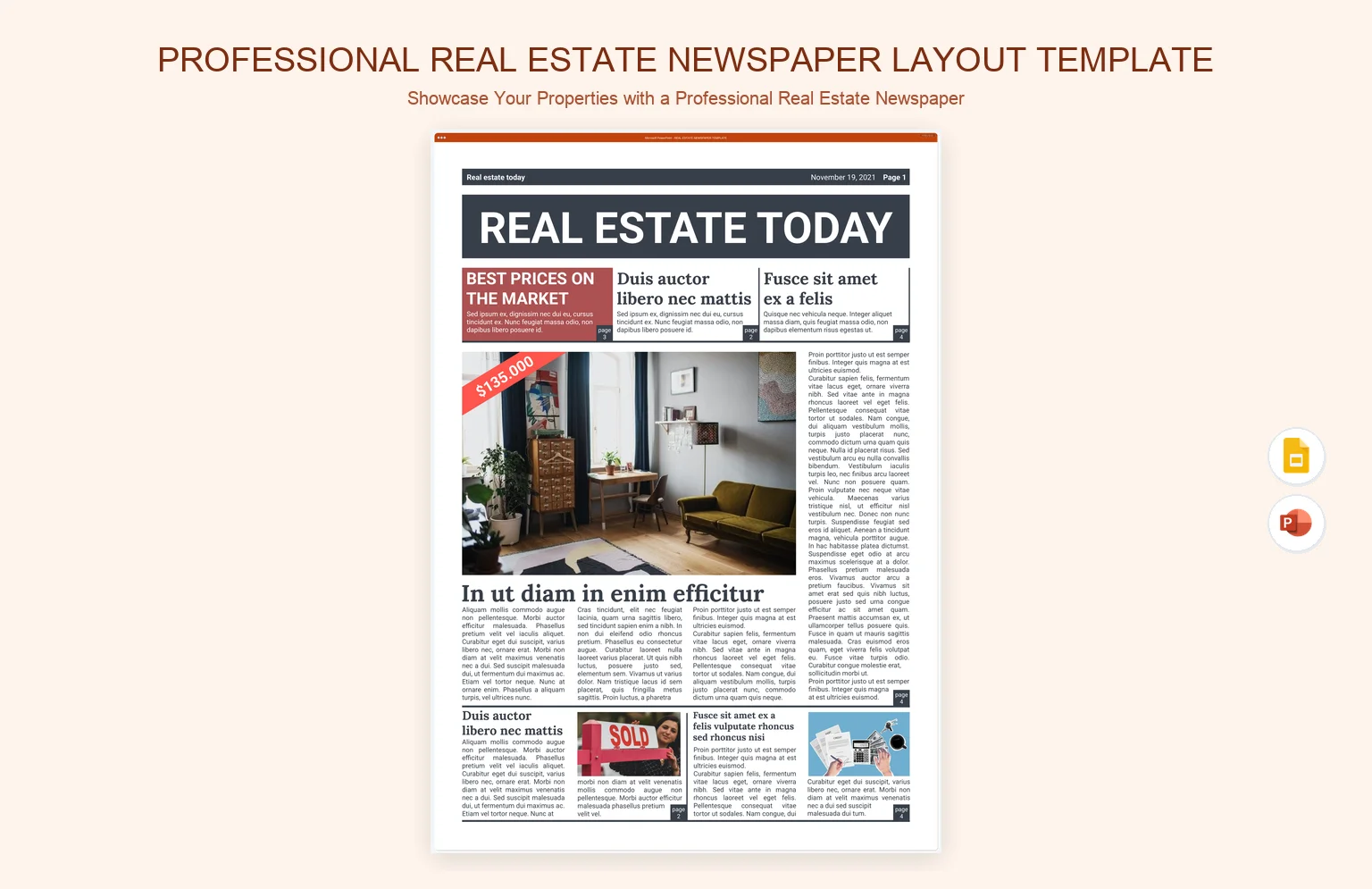Professional Real Estate Newspaper Layout Template product preview thumbnail