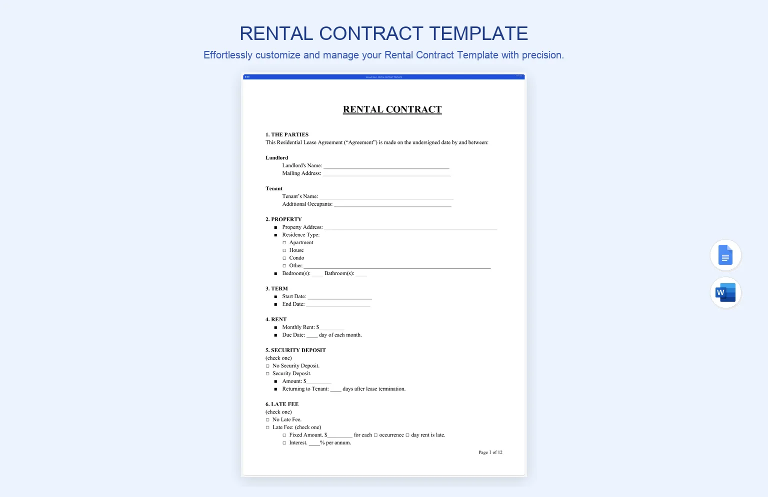 Rental Contract Template product preview thumbnail