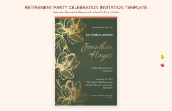 Retirement Party Celebration Invitation Template product preview thumbnail