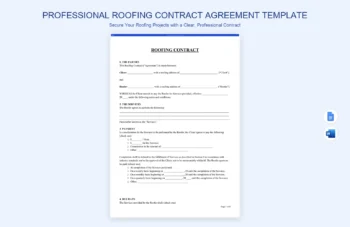 Professional Roofing Contract Agreement Template product preview thumbnail