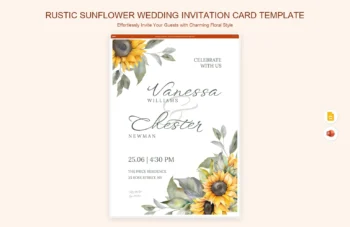 Rustic Sunflower Wedding Invitation Card Template product preview thumbnail