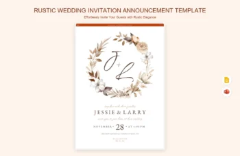 Rustic Wedding Invitation Announcement Template product preview thumbnail