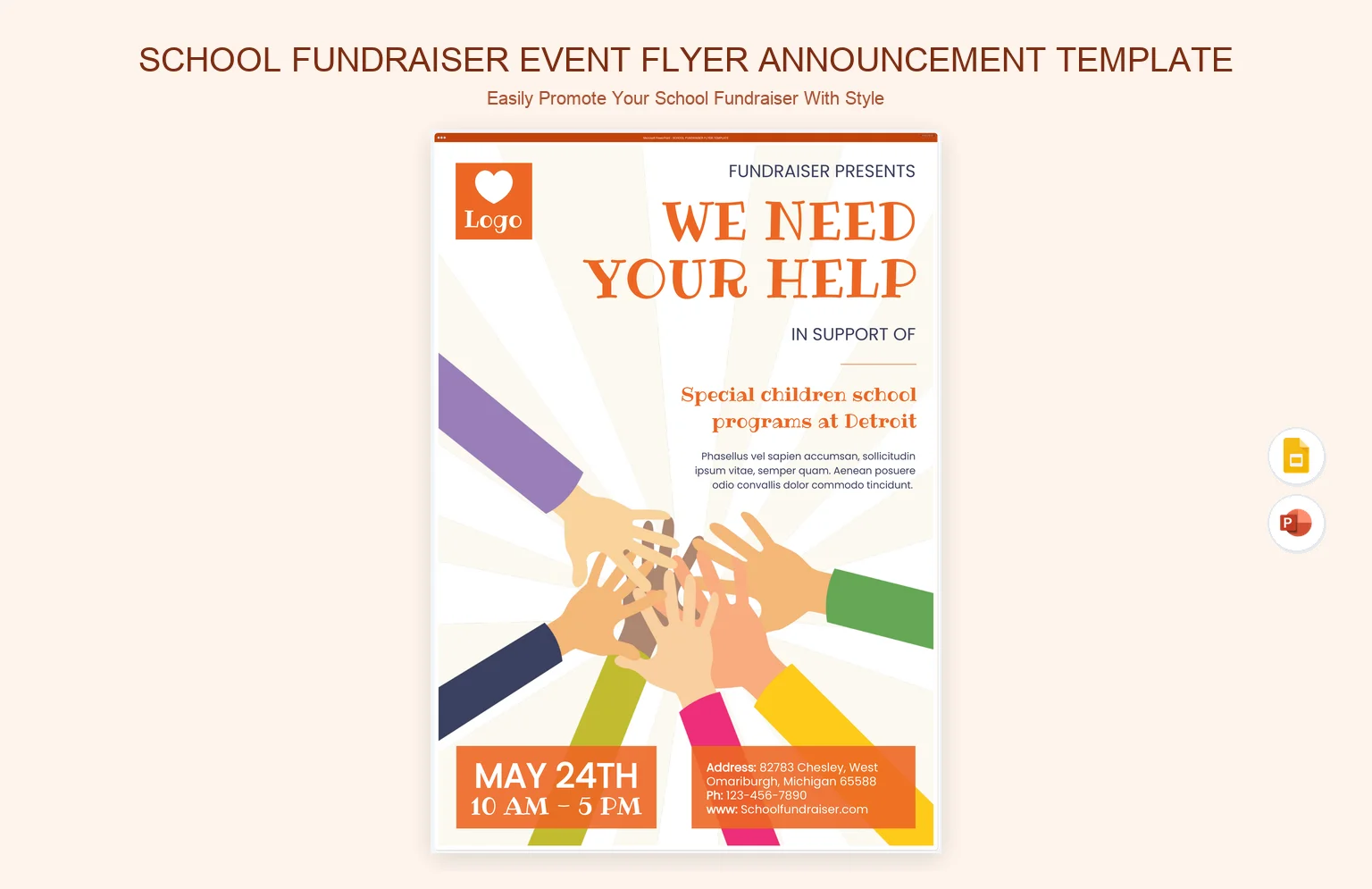 School Fundraiser Event Flyer Announcement Template product preview thumbnail