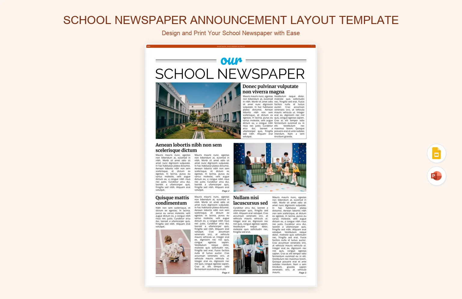 School Newspaper Announcement Layout Template product preview thumbnail