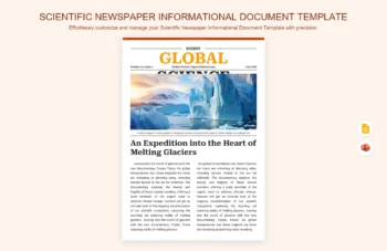 Scientific Newspaper Informational Document Template product preview thumbnail