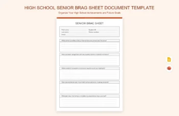 High School Senior Brag Sheet Document Template product preview thumbnail