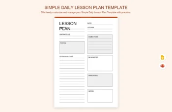 Daily Lesson Plan Document Template product preview thumbnail
