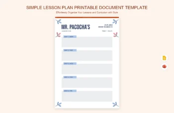 Simple Lesson Plan Printable Document Template product preview thumbnail