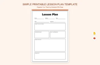 Simple Printable Lesson Plan Template product preview thumbnail