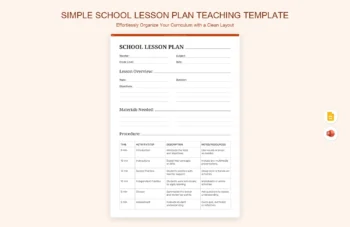 Simple School Lesson Plan Teaching Template product preview thumbnail