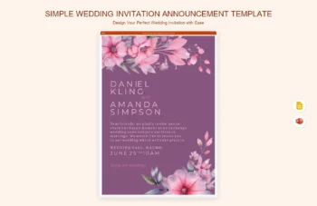 Simple Wedding Invitation Announcement Template product preview thumbnail