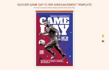Soccer Game Day Flyer Announcement Template product preview thumbnail