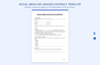 Social Media Influencer Contract Template product preview thumbnail