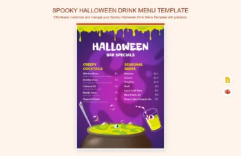 Spooky Halloween Drink Menu Template product preview thumbnail