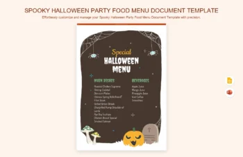Spooky Halloween Party Food Menu Document Template product preview thumbnail