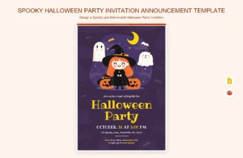 Spooky Halloween Party Invitation Announcement Template product preview thumbnail