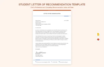 Student Letter Of Recommendation Template product preview thumbnail