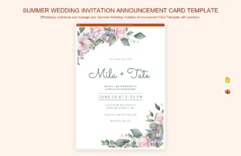 Summer Wedding Invitation Announcement Card Template product preview thumbnail