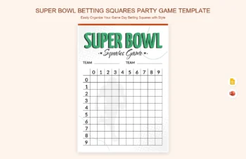 Super Bowl Betting Squares Party Game Template product preview thumbnail