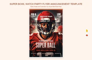 Super Bowl Watch Party Flyer Announcement Template product preview thumbnail