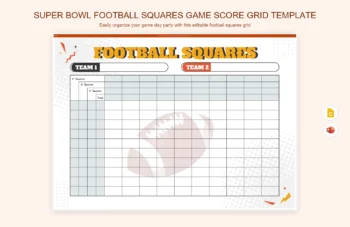 Super Bowl Football Squares Game Score Grid Template product preview thumbnail