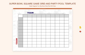 Super Bowl Square Game Grid and Party Pool Template product preview thumbnail