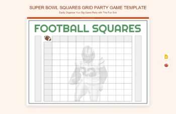 Super Bowl Squares Grid Party Game Template product preview thumbnail