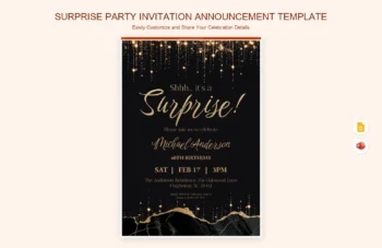 Surprise Party Invitation Announcement Template product preview thumbnail
