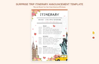 Surprise Trip Itinerary Announcement Template product preview thumbnail