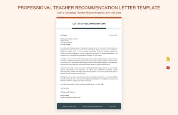 Professional Teacher Recommendation Letter Template product preview thumbnail