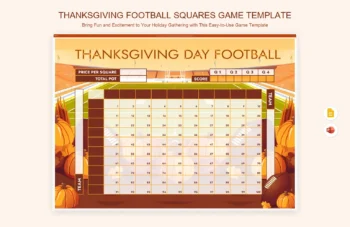 Thanksgiving Football Squares Game Template product preview thumbnail