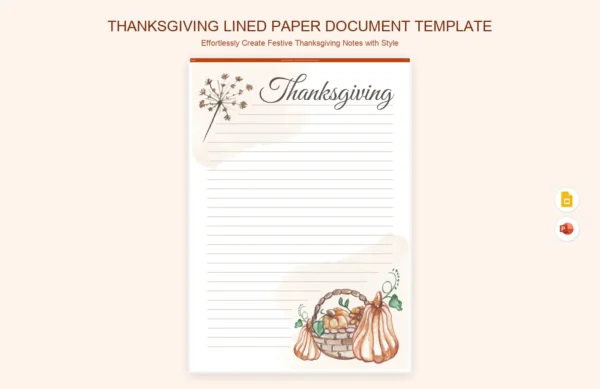 Thanksgiving Lined Paper Document Template