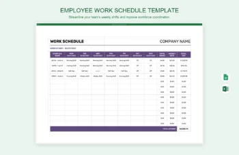 Employee Work Schedule Template product preview thumbnail